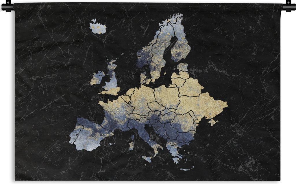 MuchoWow Wandteppich Wandbehang Karte - Europa - Delfter Blau 90x60 cm Tapisserie Dekoration Wandtuch - Wandskulpturen - Bildteppich