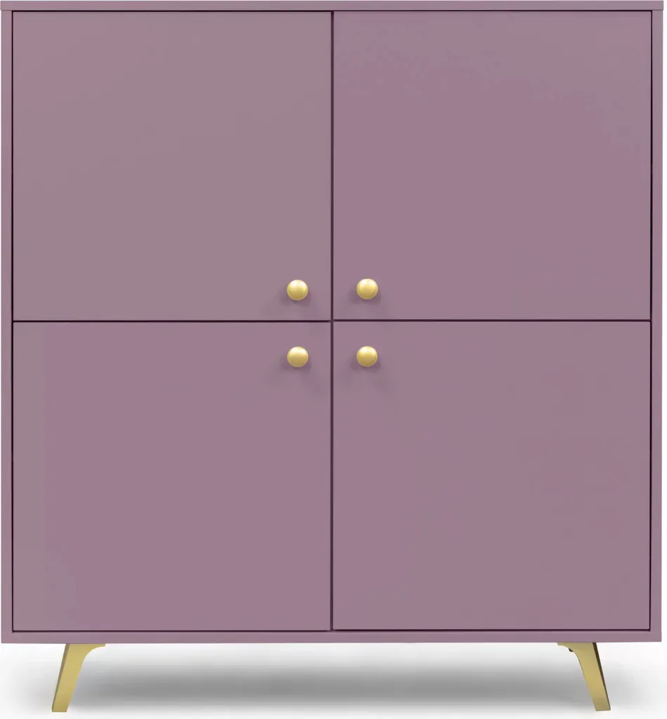Grand buffet 4 portes JOELE coloris prune - Meuble de salon spacieux