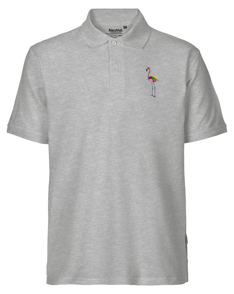 Huuraa Herren Polo Shirt Flamingo Colorful 3XL Sport Grey Bio Baumwolle Fairtrade Poloshirt Geschenkidee
