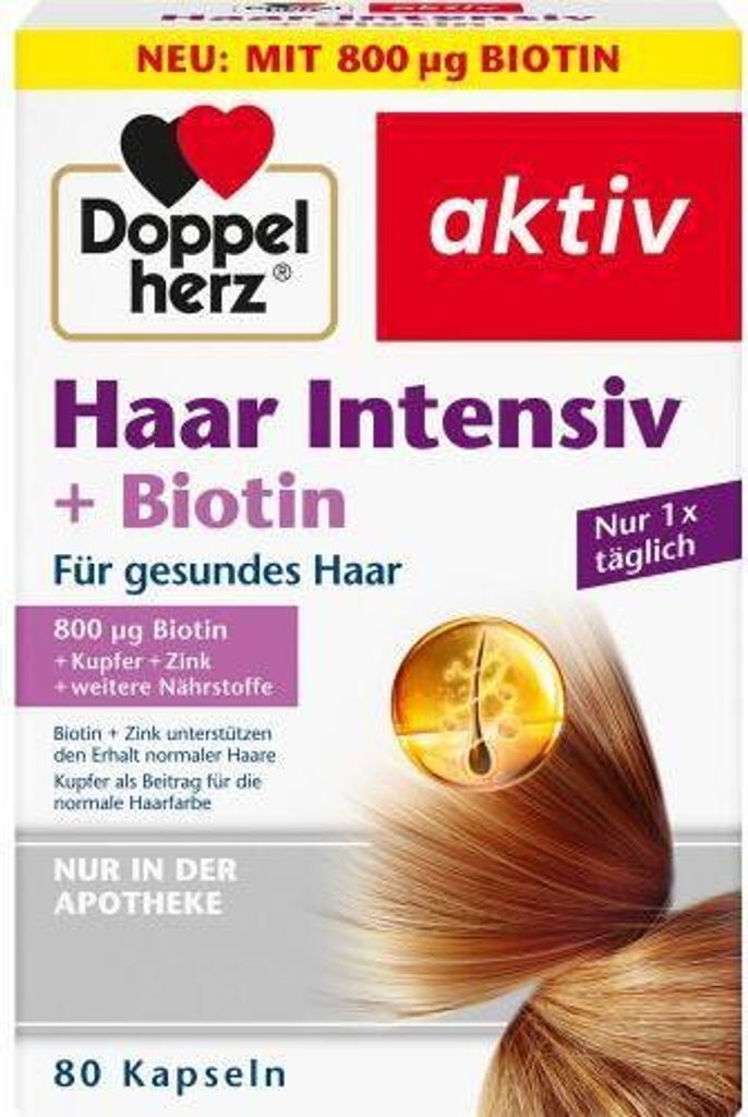 DOPPELHERZ Haar Intensiv+Biotin Kapseln, 80 St