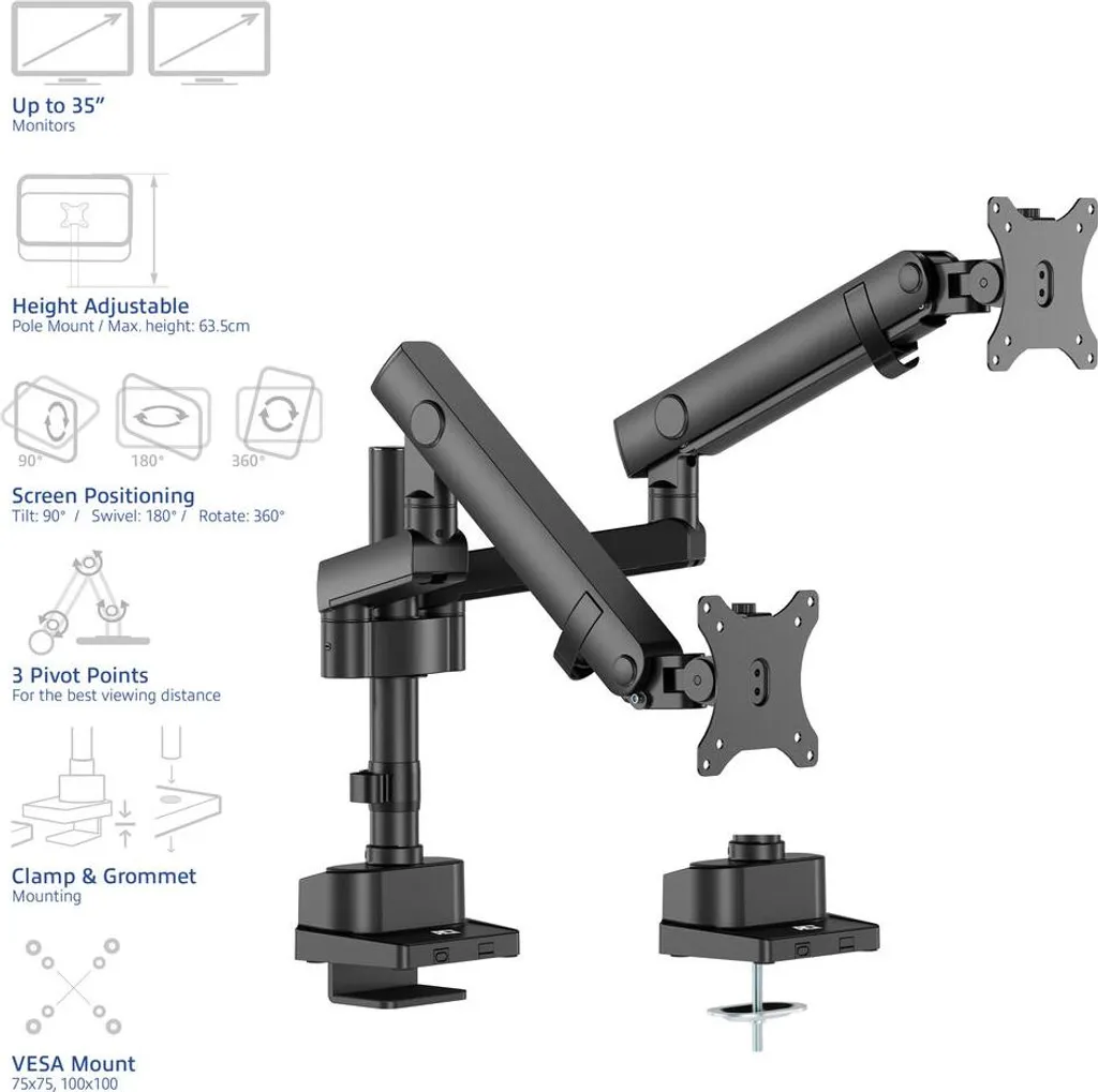 Bras de moniteur double bureau pour setup gaming et bureautique - 6
