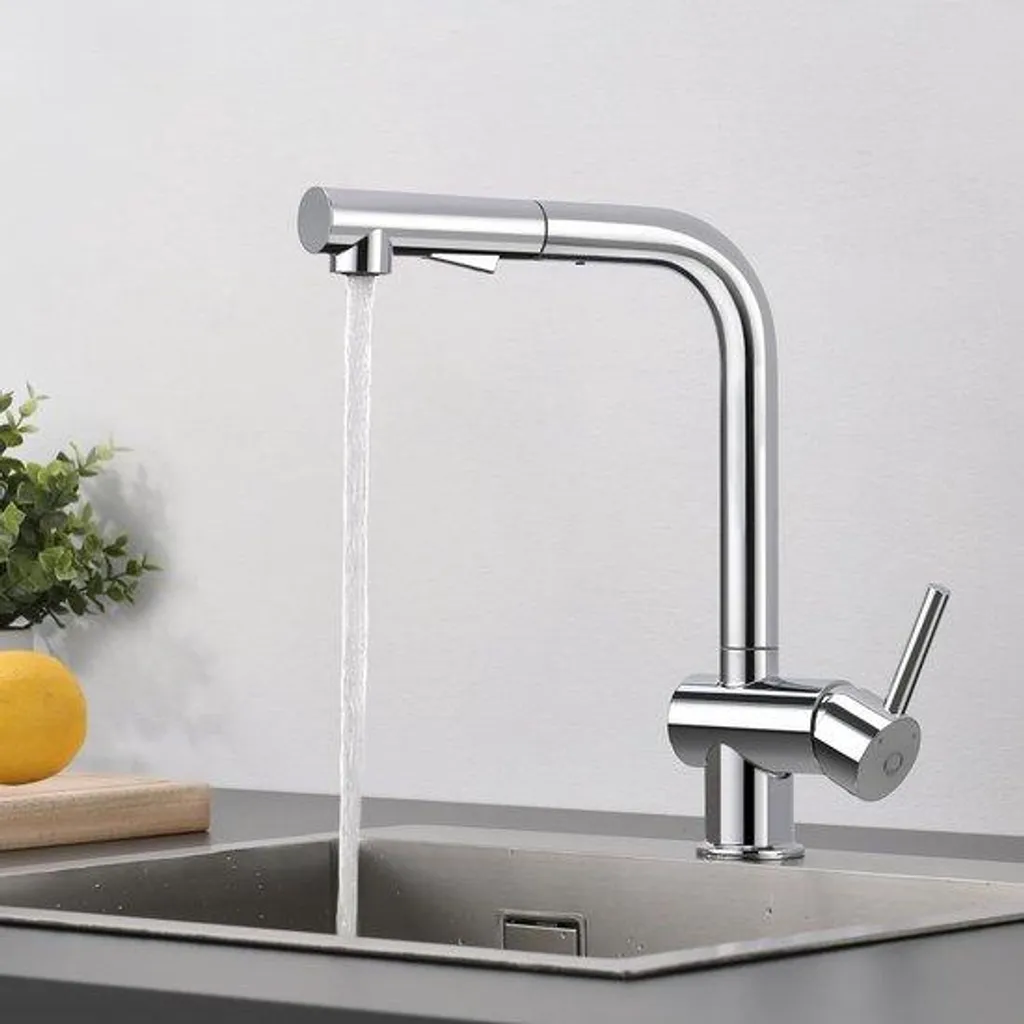 Robinet mitigeur de cuisine à levier unique, finition chrome brillant
