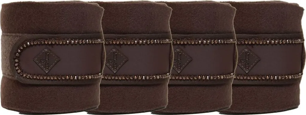 Bandages en polaire pour chevaux Kentucky Horsewear Marron à Perles