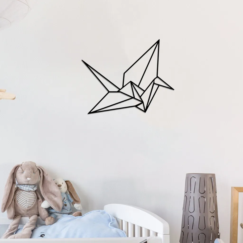 Art Mural Métal Noir Origami 33x41 cm pour une Déco Chic et Durable