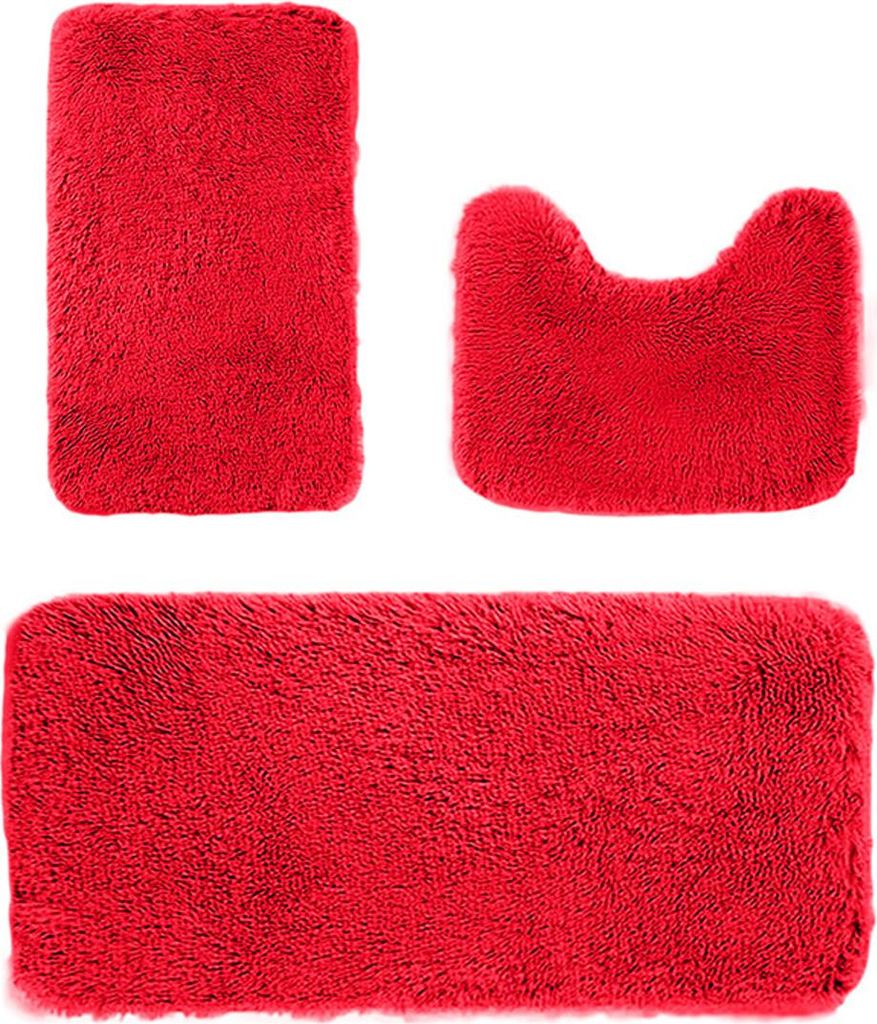 3-teiliges Badezimmerteppich-Set, verdicktes, weiches Produktbild 