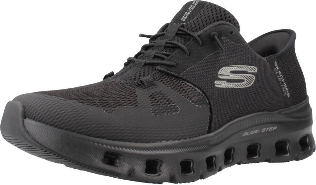 A black Skechers Glide-Step Pro shoe is shown from a side angle against a white background.