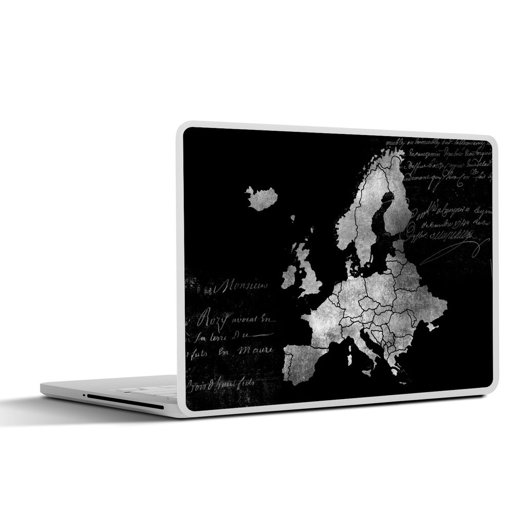 MuchoWow Laptop Aufkleber Sticker Cover Eurocard mit kursivem Text - schwarz und weiß 30x22 cm - Laptop-Sticker
