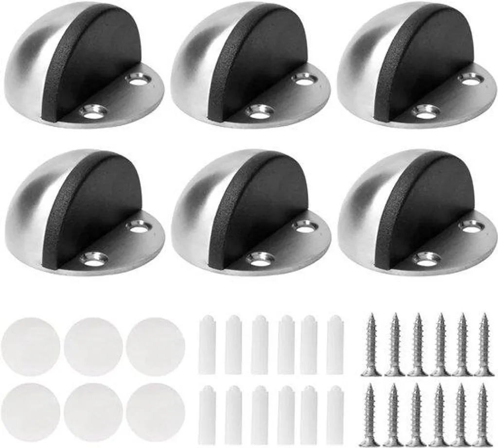 Butée de porte inox sans perçage - Fixation autocollante ultra forte 3M