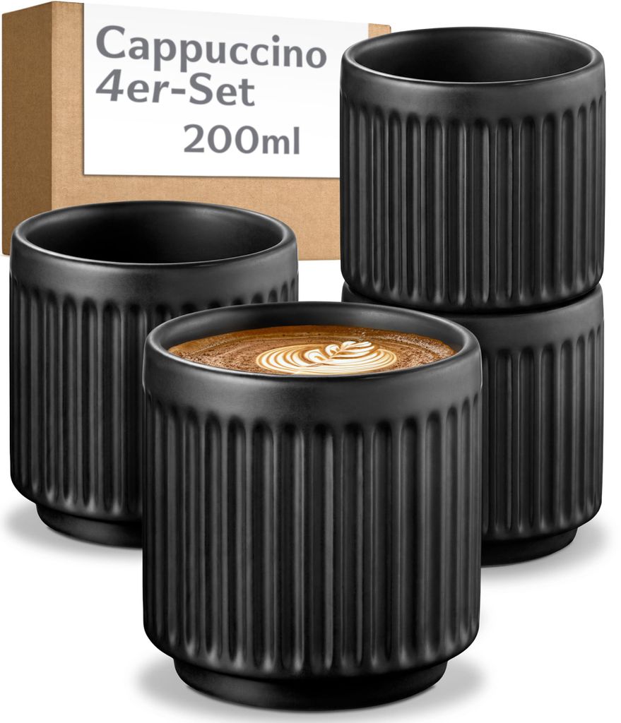 Cosumy Espressotassen Set 4er Schwarz – Stapelbare Espresso Produktbild 