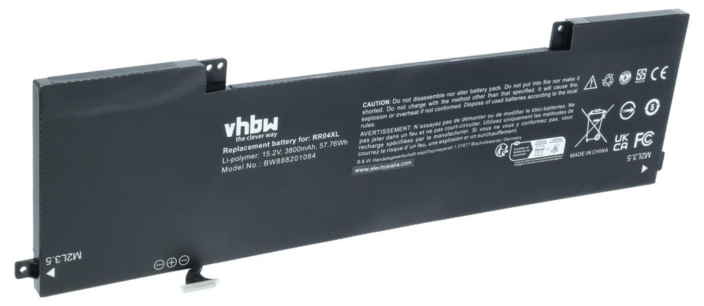 vhbw Akku kompatibel mit HP Omen 15-5100NT, 15-5100NT-M6T17EA, 15-5100NF-M1M43EA, 15-5100NP, 15-5100NP-N2H69EA Notebook (3800 mAh, 15,2 V, Li-Ion)