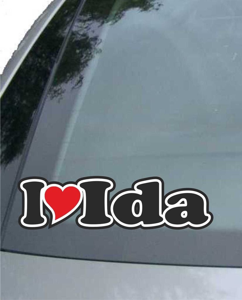INDIGOS UG - Aufkleber / Autoaufkleber I Love Heart - Ich liebe mit Herz 15 cm - I LOVE Ida - Auto LKW Truck - Sticker mit Namen vom Mann Frau Kind