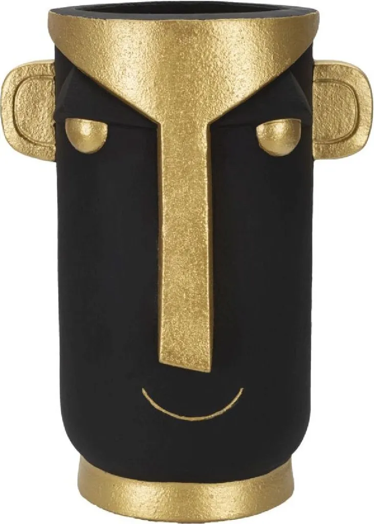 Vase Tribal Mauro Ferretti 30x23,5x40 cm Or et Noir en Résine Chic