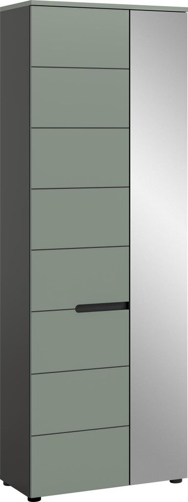 Garderobenschrank >Canu< in Basalt Grau / Smoke Green - 190x65x37cm (BxHxT)