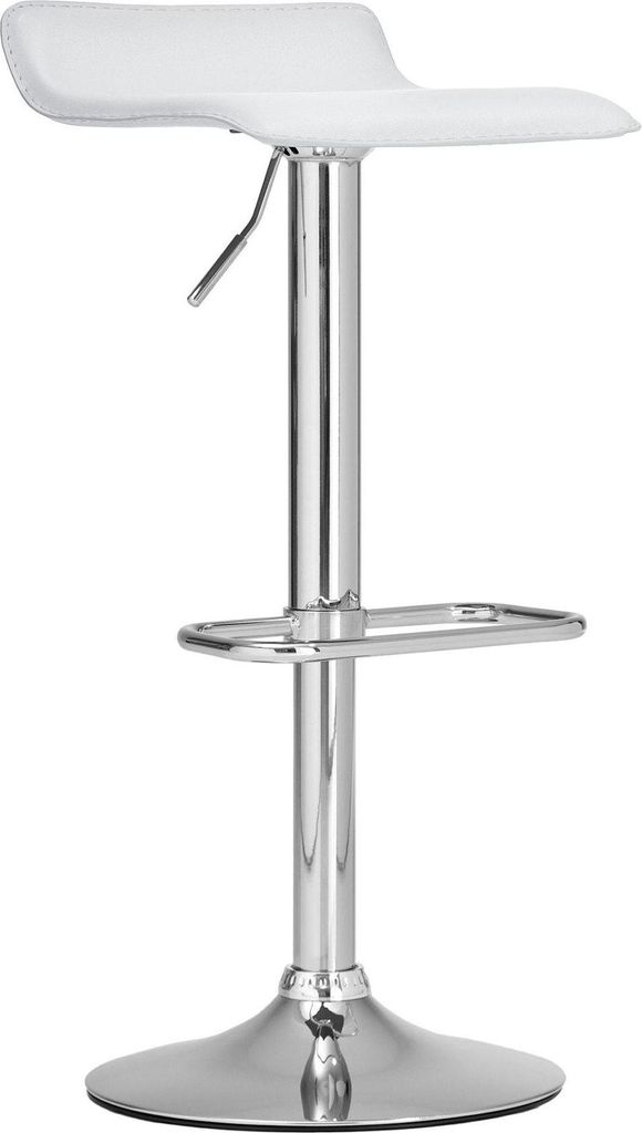 Verstellbarer Barhocker mit Kunstlederpolsterung – Moderner Küchenhocker – 360° Drehbarkeit | Farbe: Weiß