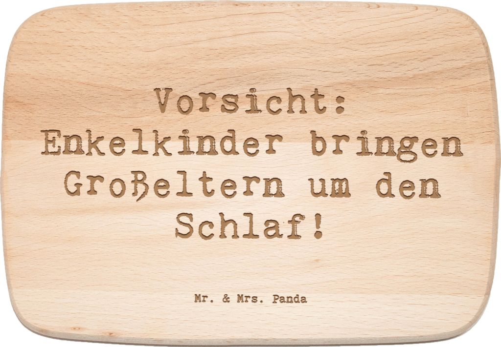 Mr. & Mrs. Panda Schneidebrett Holz Spruch Enkelkinder - Transparent - Geschenk, Lächeln, Einzigartigkeit, Familienleben, Schlafmangel, Herausford...
