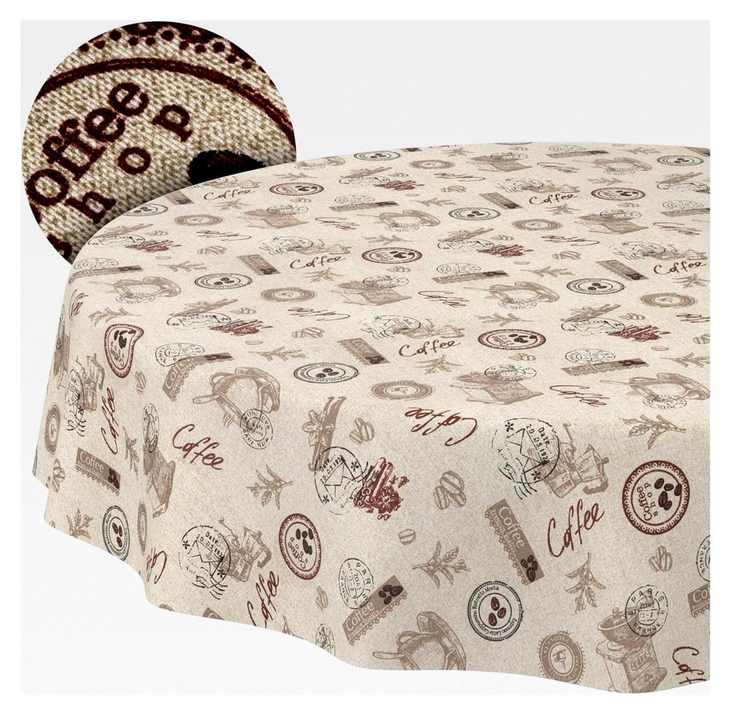 Abwaschbare Tischdecke mit Lotuseffekt aus Baumwolle und Polyester, schmutzabweisend, für den Outdoor-Gartentisch, rund, 120 cm