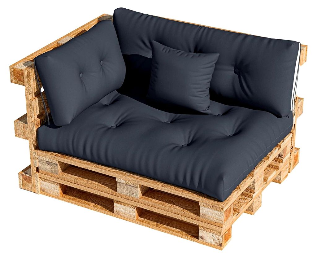 4-teiliges Set für Palettenkissen – Sitzkissen 120x80 cm, Rückenkissen 120x40 cm, Eckkissen 60x40 cm, Deko-Kissen 40x40 cm – Polster für Gar...