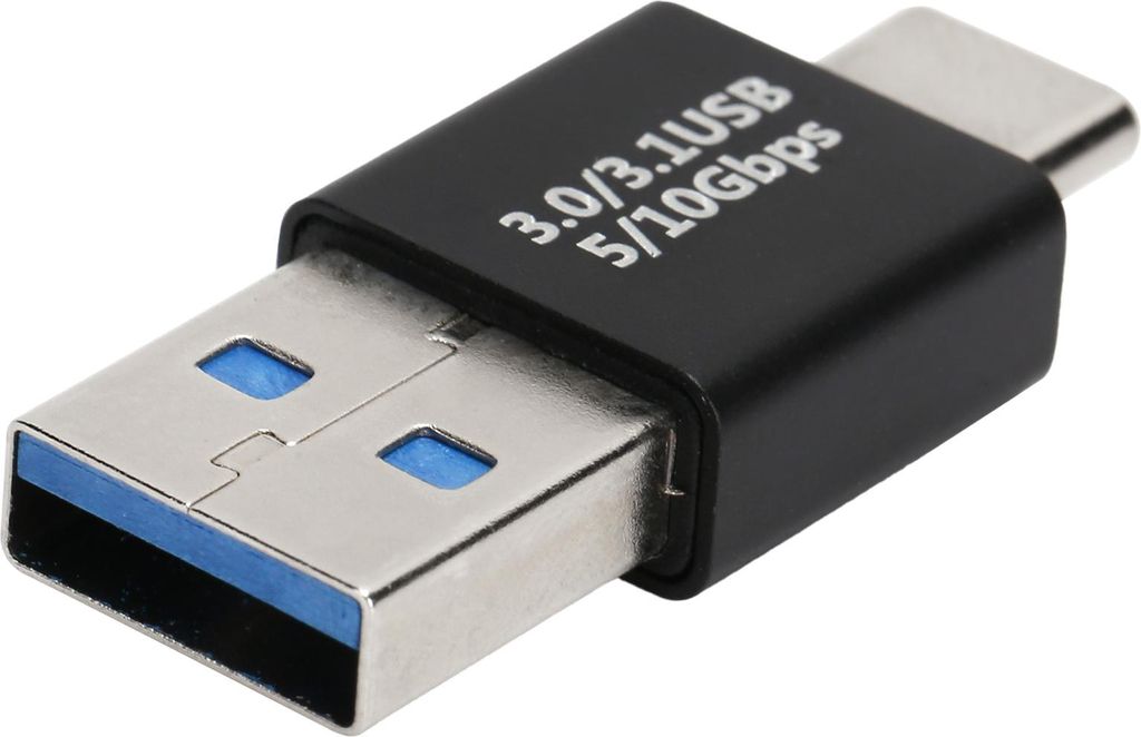 A close-up studio shot of a USB adapter.