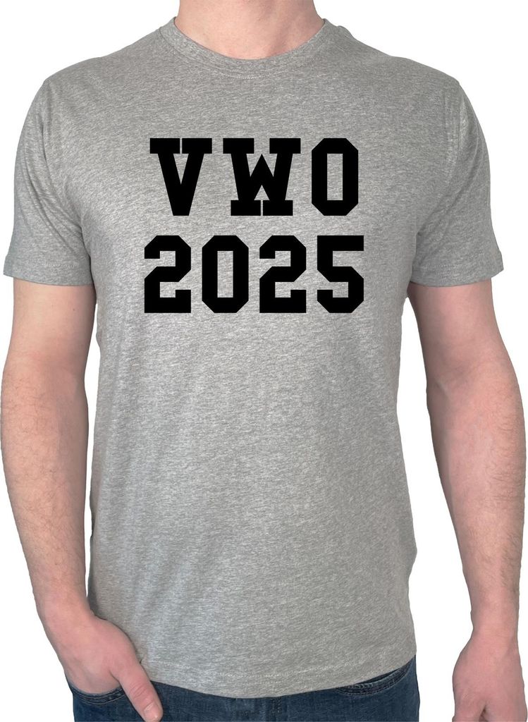 Huuraa Herren T-Shirt VWO 2025 Abschluss Niederlande XL Sport Grey Bio Baumwolle Fairtrade Herrenshirt Geschenkidee