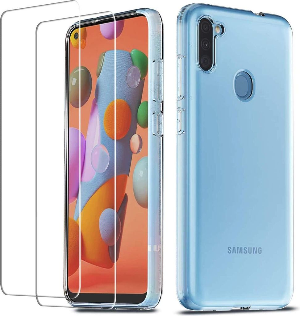 Hülle für Samsung Galaxy A11/M11 Silikon + 2x gehärtetes Glas SM-A115F
