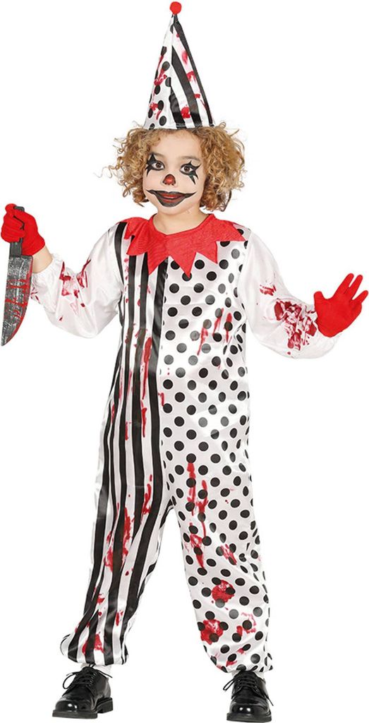 Clown Der Dunklen Träume Schwarz Rot Weiß Kinder Faschingsparty Spass Grusel Verkleiden Spielen, Größe: 128/134 Farbe: Schwarz