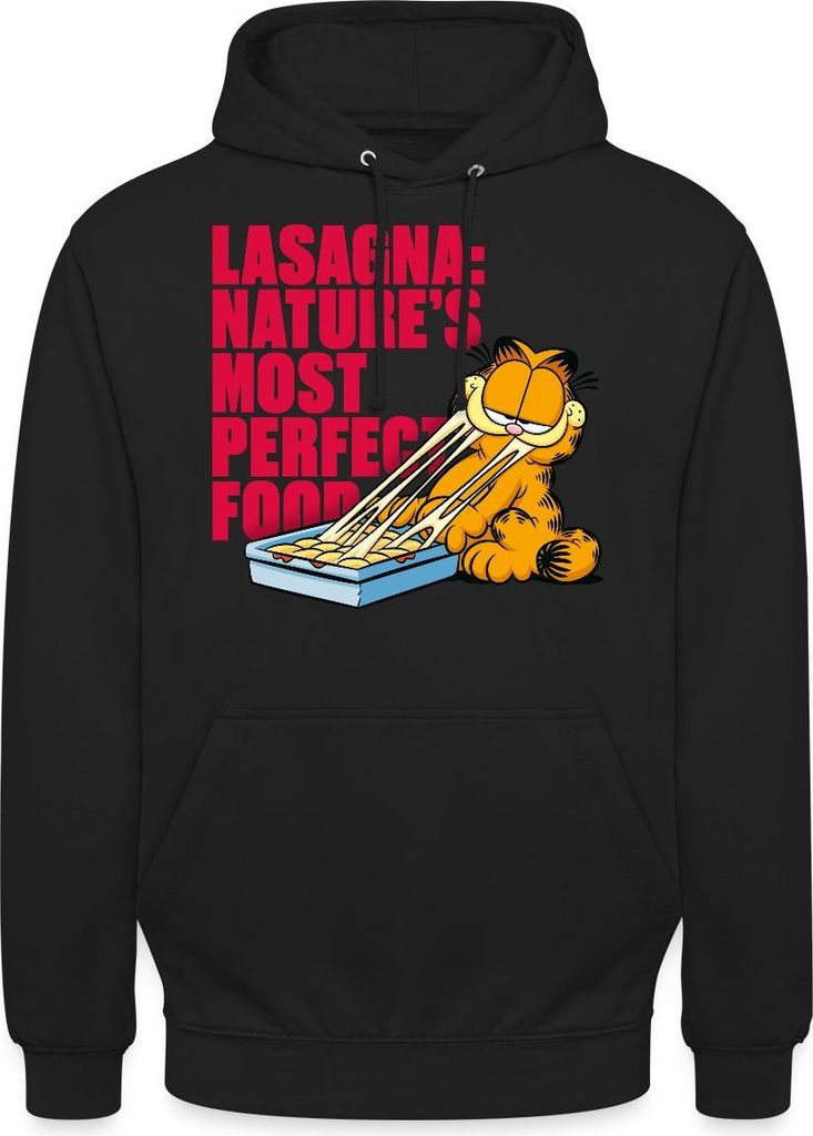 Spreadshirt Garfield Lasagne Das Perfekte Essen Uni Hoodie, L, Schwarz