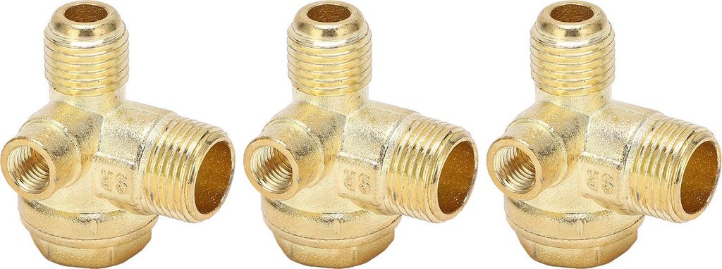 3-teiliges Rückschlagventil, 3-Wege, Messing, für Luftkompressoren, Gewinde, Zentral-Pneumatikzubehör, 8 mm, 16 mm, 14 mm