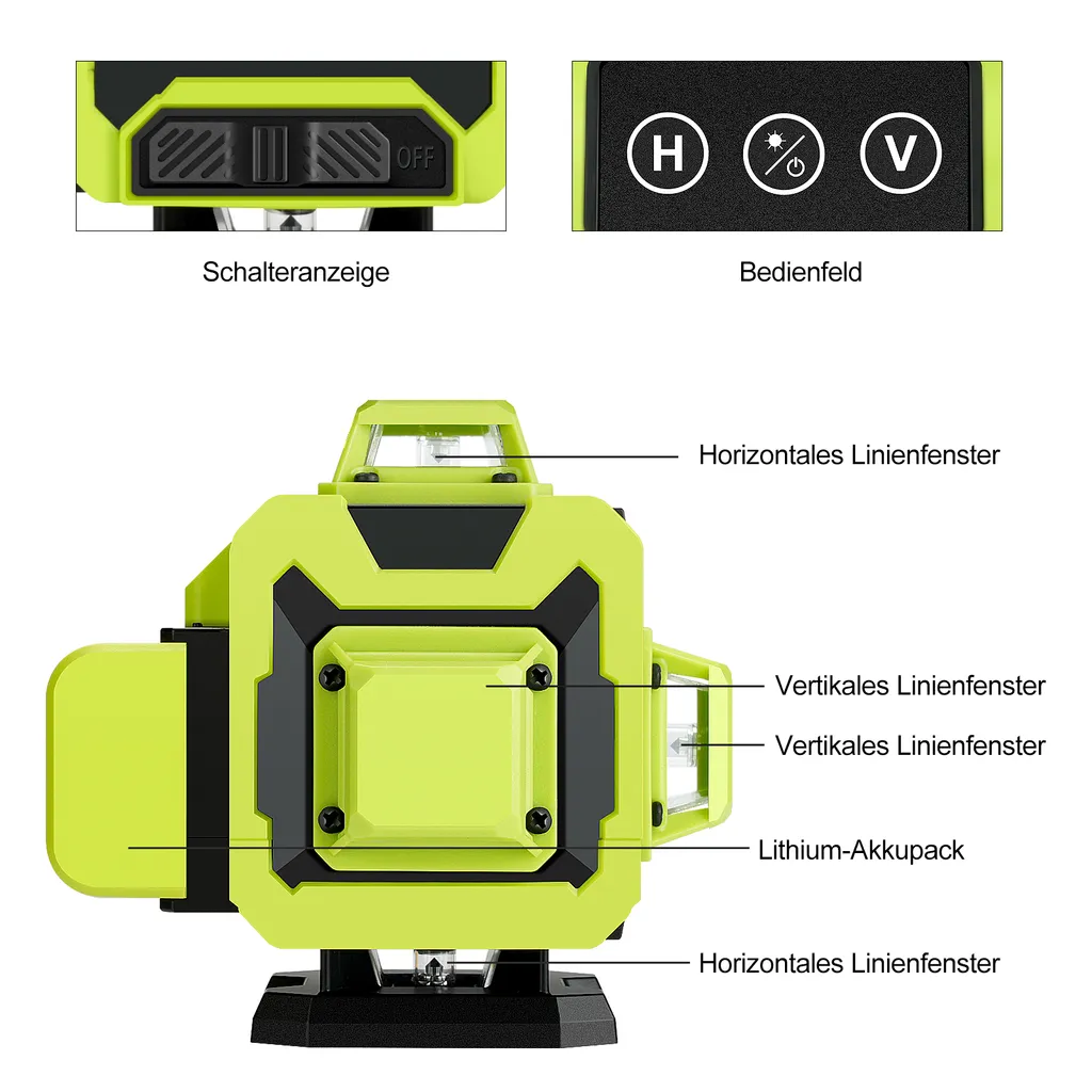 Niveau Laser 16 Lignes 4D Vert Haute Précision et Double Batterie Li-ion - 2