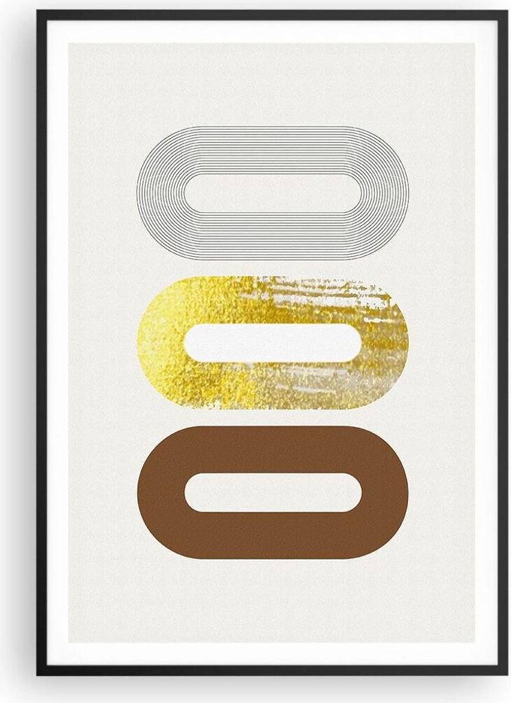 Gerahmtes Poster - Schwarzer Rahmen - Oval Laufband Abstraktion - 70x100 cm - Wand Bild - Wanddeko - Wandbilder - Kunstposter - Wandposter - Bilder...