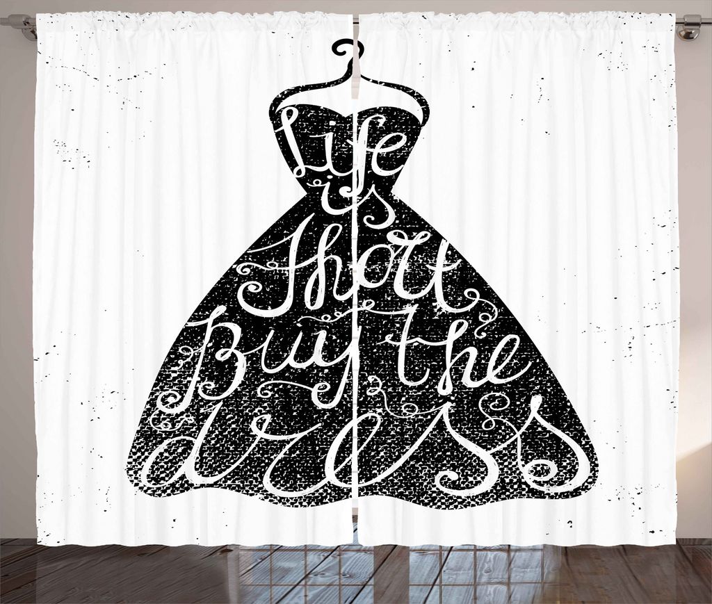 ABAKUHAUS Modern Rustikaler Vorhang, Positive Wörter auf Hanger, Wohnzimmer Universalband Gardinen mit Schlaufen und Haken, 280 x 175 cm, Braun weiß