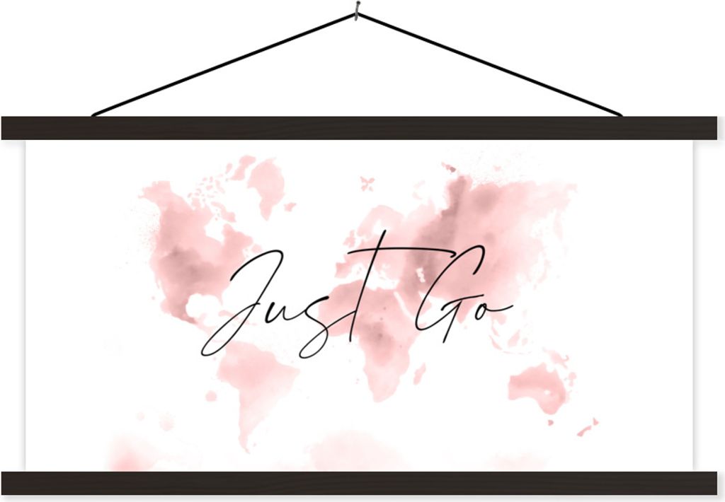 MuchoWow Textilposter Weltkarte - Sprichwörter - Pastell 120x60 cm mit schwarzem Rahmen - Dekoration Schlafzimmer