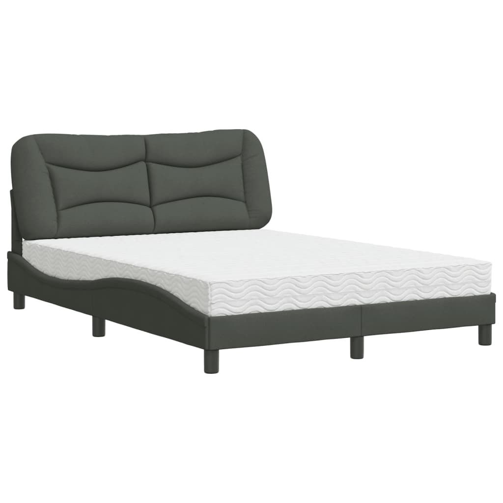 Bett mit Matratze "Hvar" Dunkelgrau 140x190 cm Stoff