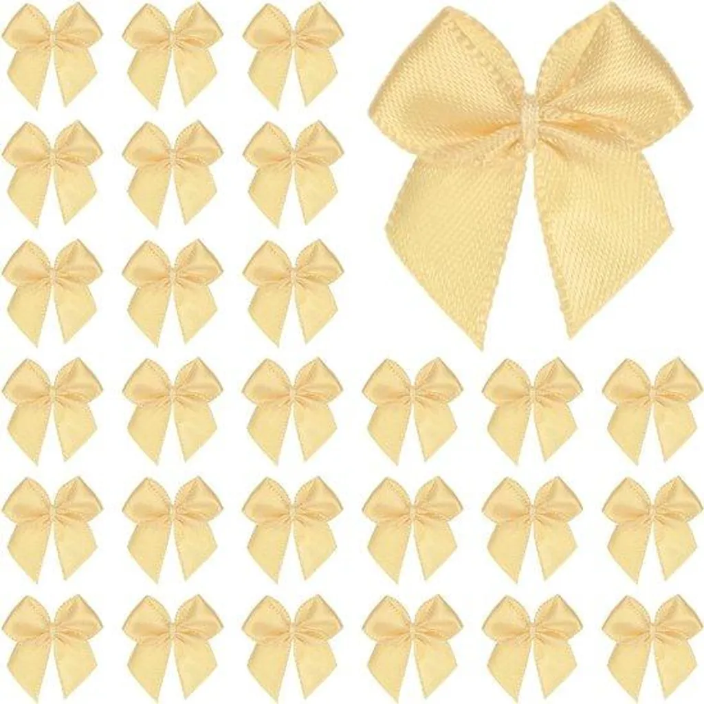 Nœuds décoratifs en satin or lot de 50 petits rubans DIY loisirs créatifs