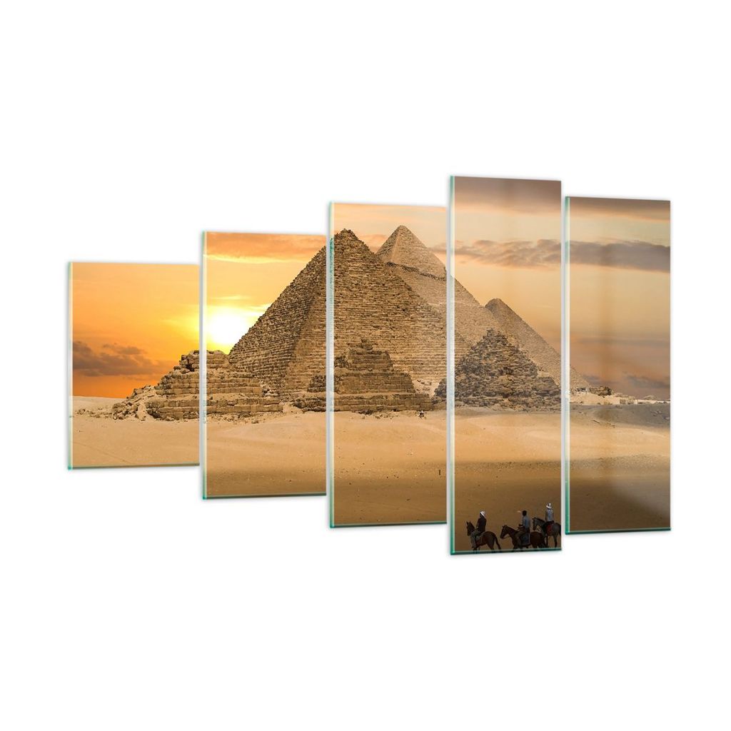 Bilder auf glas - Pyramide ägypten wüste - 100x60cm - Glasbilder - Wandbilder - Kunstdruck - zum Aufhängen bereit - Wanddekoration aus Glas - Gl...