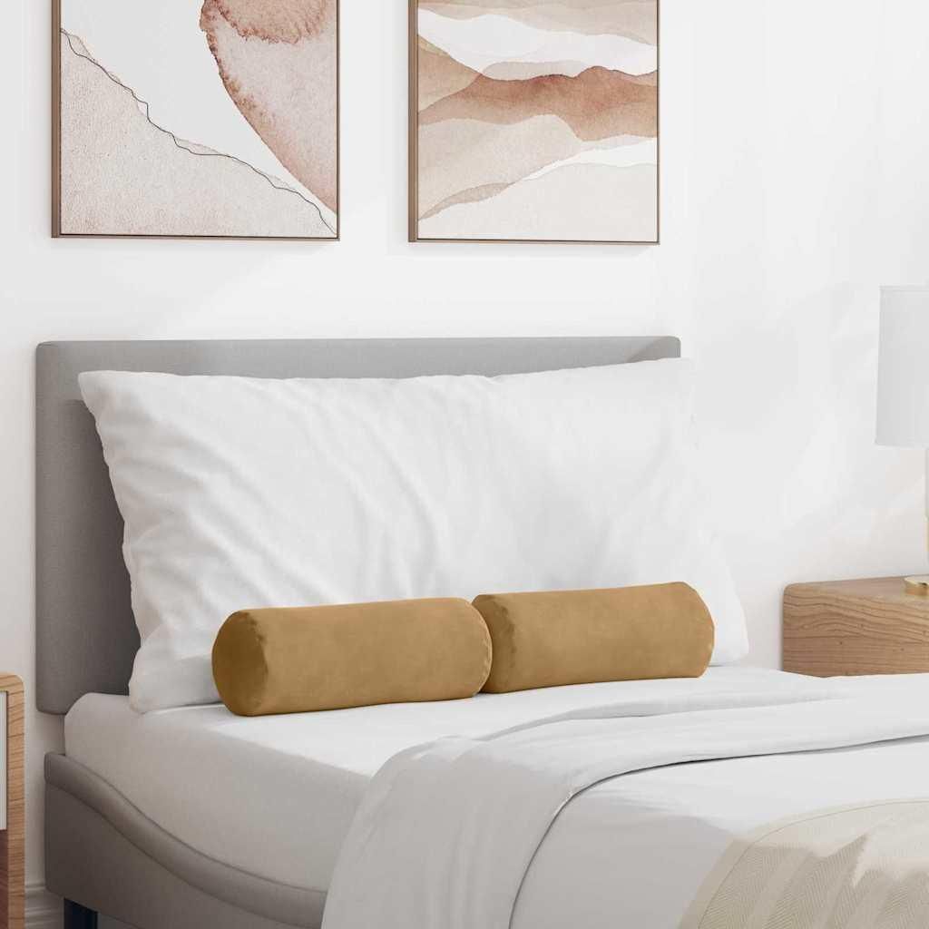 "Schlussverkauf" Bolsterkissen 2 Stück - Sitzauflage - Sitzpolster - Braun Ø 15x40 cm Cordstoff C5817