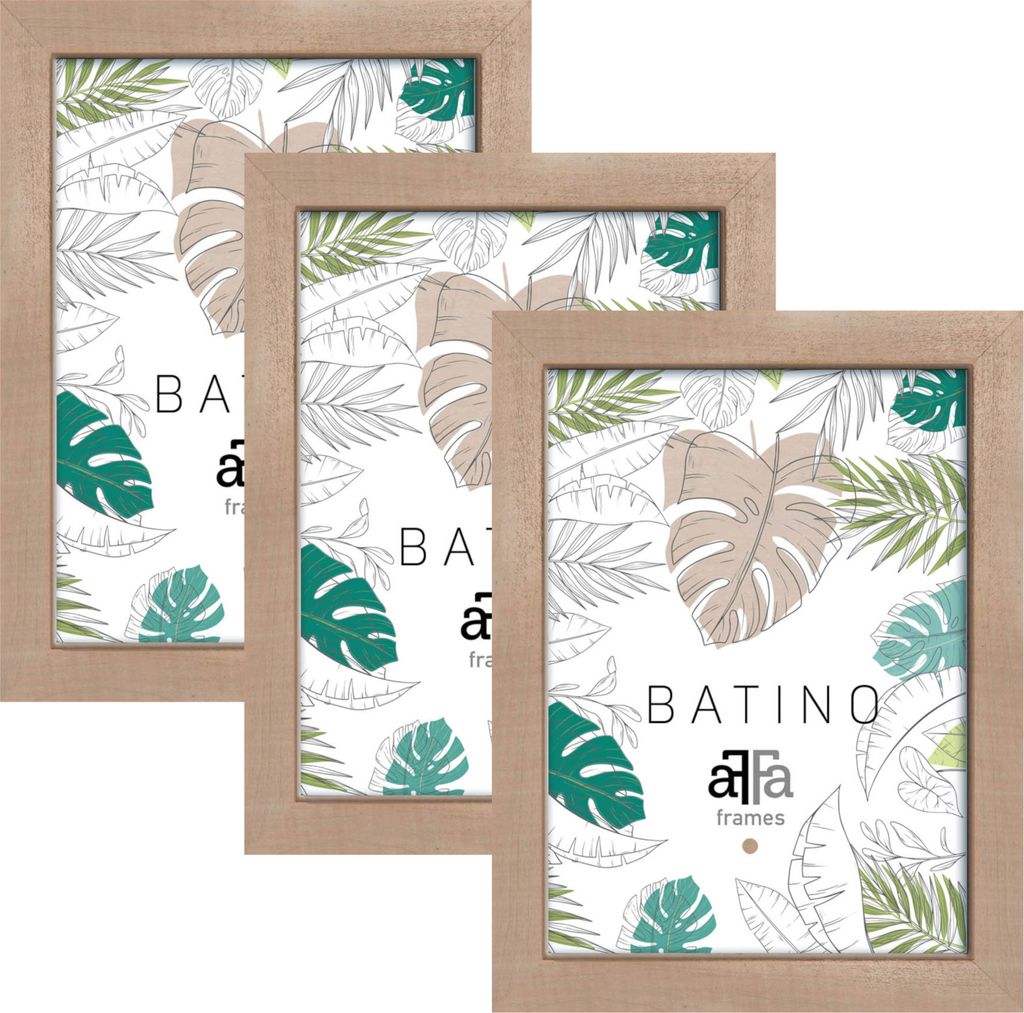 aFFa frames, Batino, Bilderrahmen aus Holz, mit Acrylglasfront, HDF-Hintergrund, Beige, 21x29,7 cm, 3er Set