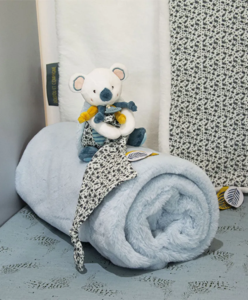 Doudou Koala Yoca Bleu 70x100 cm : Couverture Peluche Moelleuse - 4