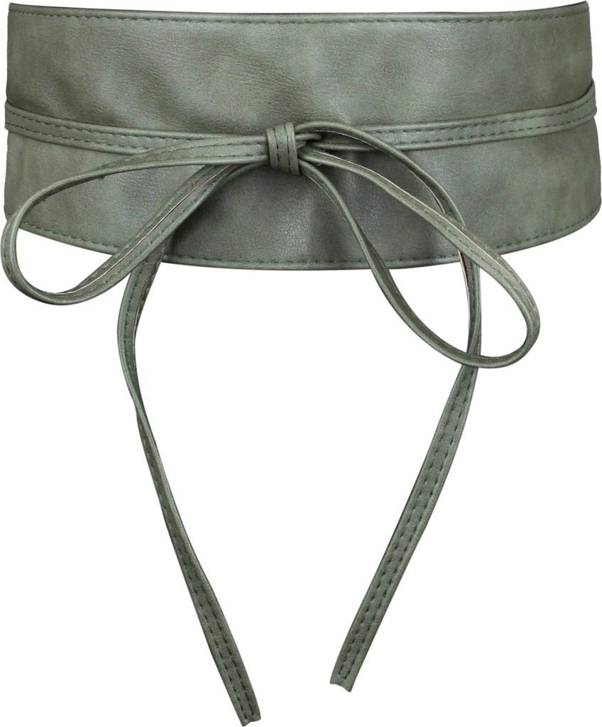 Damen Taillengürtel, breiter Wickelgürtel Obi Gürtel zum Schnüren Hüftgürtel Bindegürtel, Olive