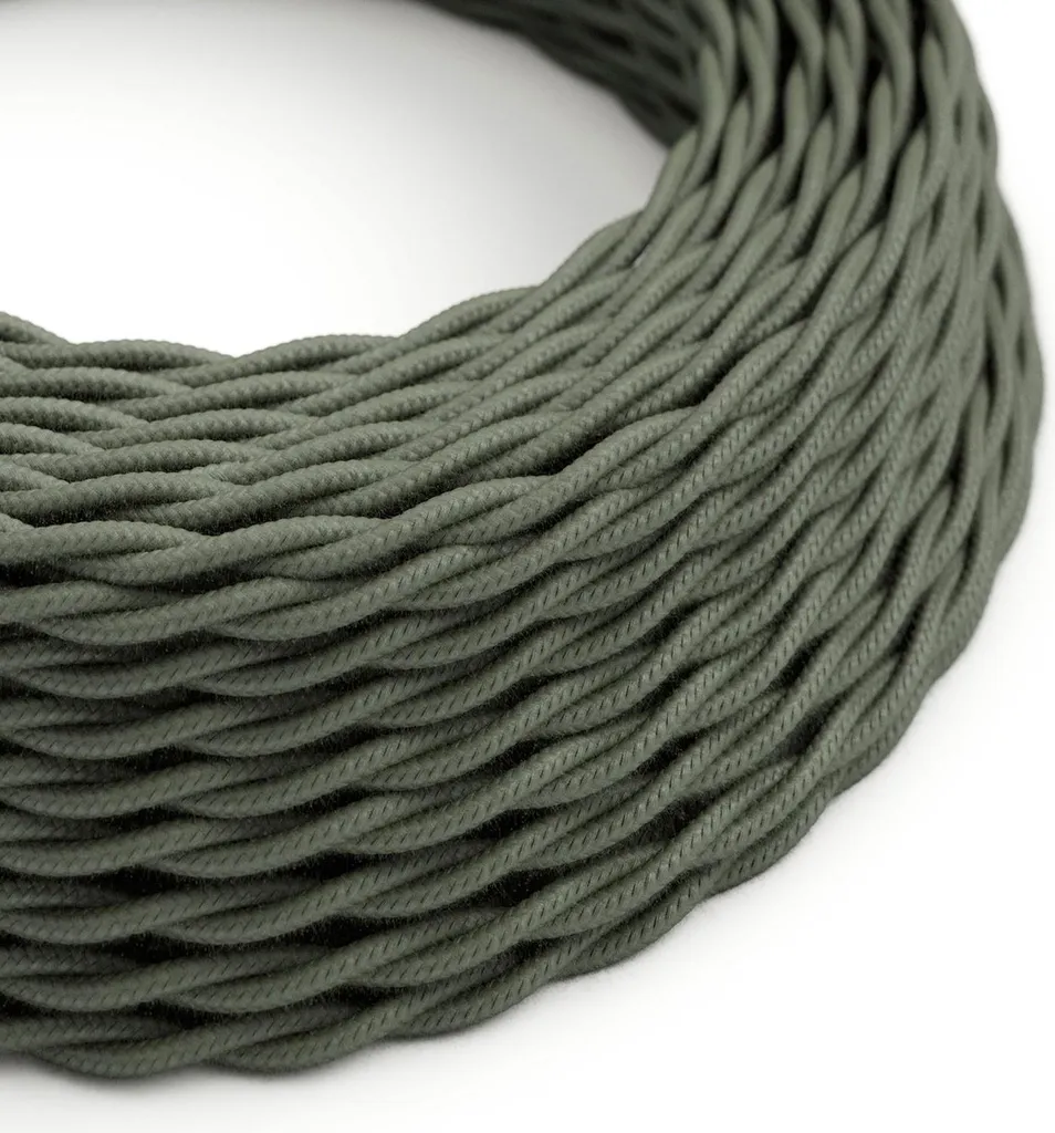 Câble électrique textile vert sauge 10m pour remplacer fils moches