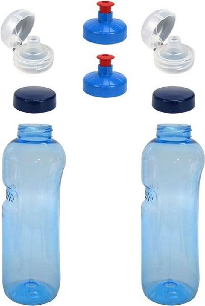 2x 1,0L Kavodrink Wasserflasche Trinkflasche + 2x FlipTop + 2x Push-Pull