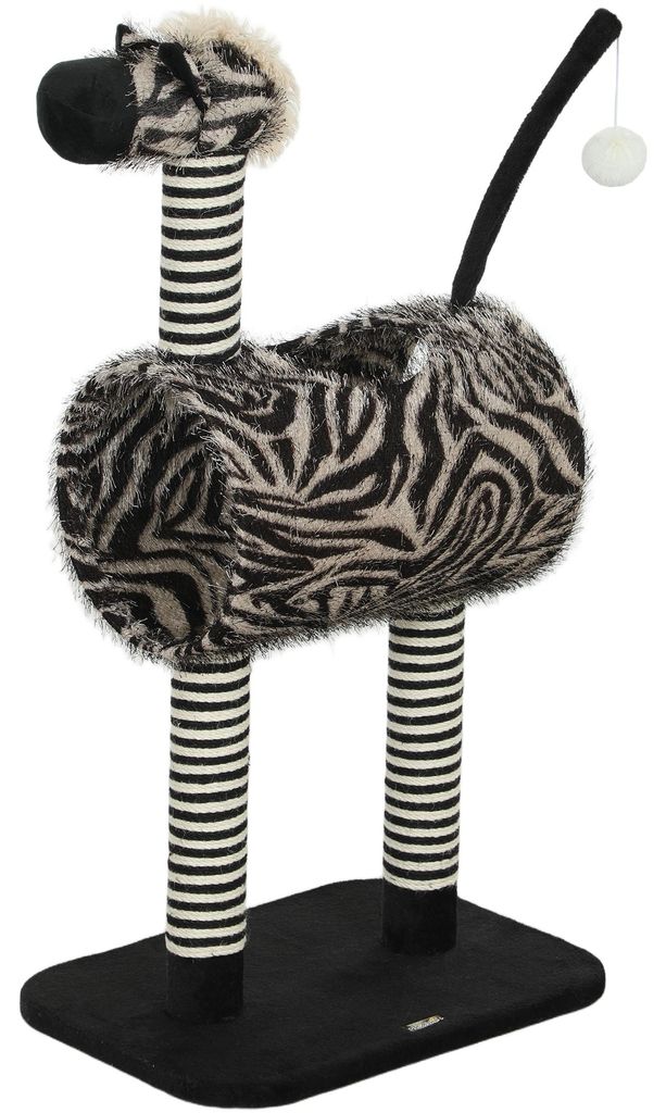 PawHut krabboom, kattenboom met zebra-design, krabboom voor Productafbeelding 