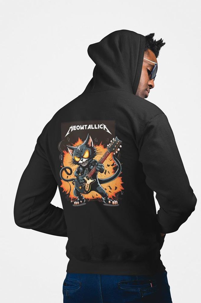 D&B Uni Hoodie ZIPZN00013 Meowtallica Schwarz-Größe 3XL