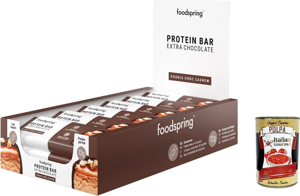 Extra Chocolate Protein Bar, Doppelschokolade und Anacardi Proteinriegel, 12x45g, der perfekte hohe Protein -Snack mit echter Schokolade und wenige...