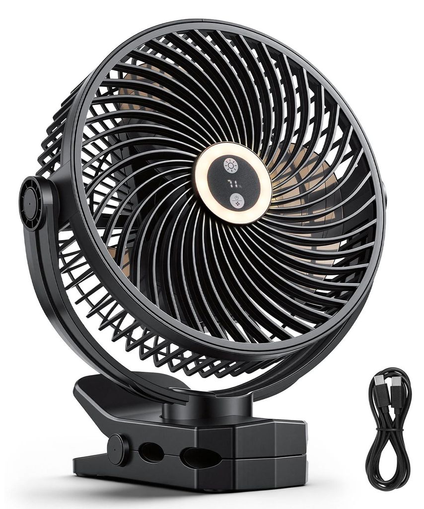 VEVOR Mini Ventilator mit Clip, Tischventilator mit LED, Produktbild 