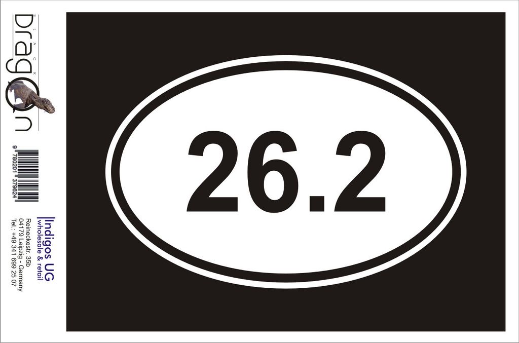 Aufkleber / Autoaufkleber - JDM / Die cut / Auto / OEM - 26.2 run - 170x110 mm schwarz - Heckscheibe / Heckscheibenaufkleber