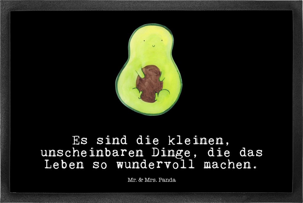 Mr. & Mrs. Panda Schmutzfänger Avocado Kern 50 x 75 cm - Schwarz - Geschenk, Baby, Avocadokern, Eingangsmatte, Liebe, fußmatte, Gummimatte, Schmu...