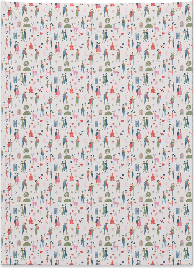 Abakuhaus Valentinstag Wandteppich, Romantische Paare aus Weiches Mikrofaser Stoff Kein Verblassen Klare Farben Waschbar, 110 x 150 cm, Mehrfarbig