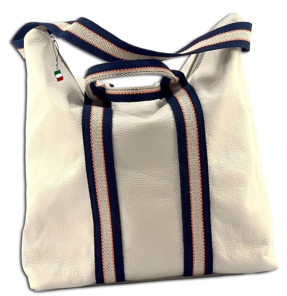 Florence Leder Canvas Rucksack Tasche Damen Cityrucksack beige 13x43x39cm OTF609I
