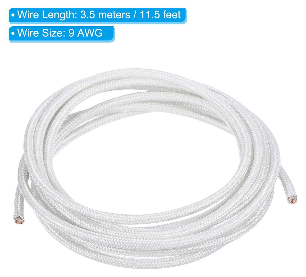 11,5 ft 9 AWG Hochtemperaturdraht, -60-500 Grad Celsius Mica Glasfaser Elektronikdraht isoliert hitzebest?ndiges flexibles Kabel fš¹r Lampe Boile...