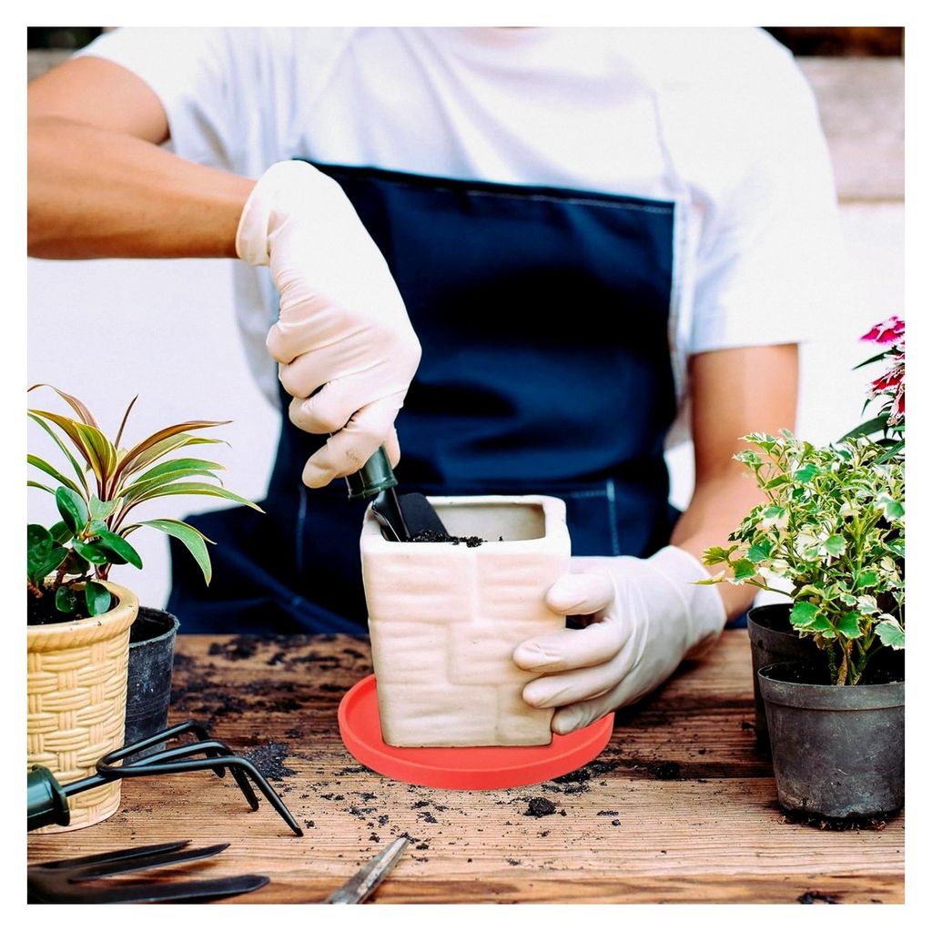 11,4 cm runder Keramik-Pflanzenuntersetzer, Blumentopfuntersetzer, Tropfschale für Innen- und Außenbereich, Terrasse, Balkon, Weiß